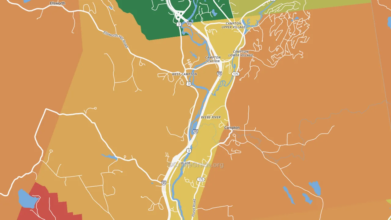 Campton, NH Map of Vandalism Rates