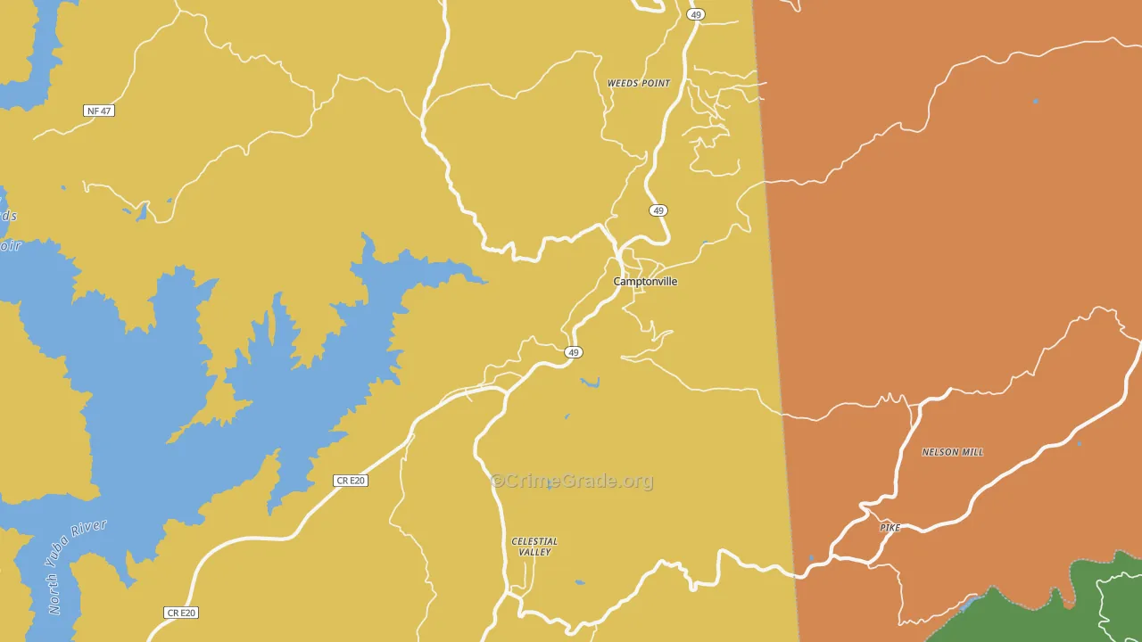 Camptonville, CA Map of Vandalism Rates