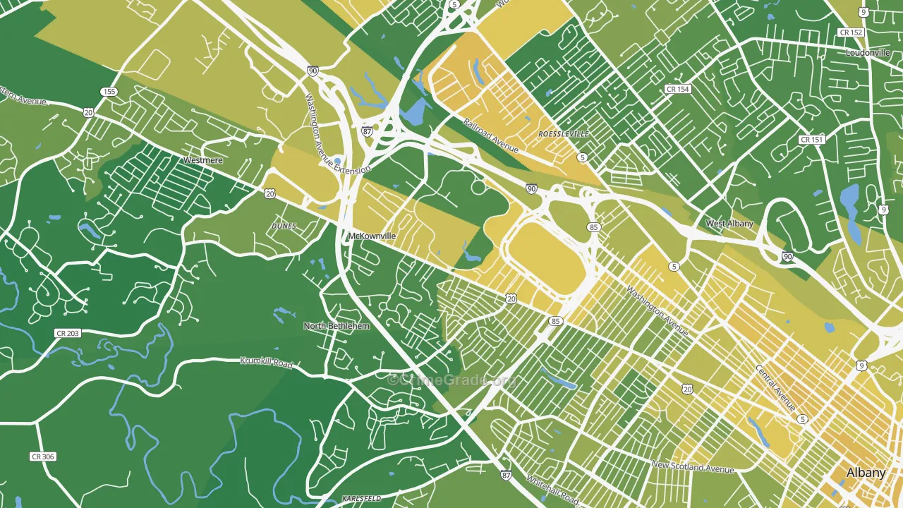 Campus Area, Albany, NY Map of Vandalism Rates