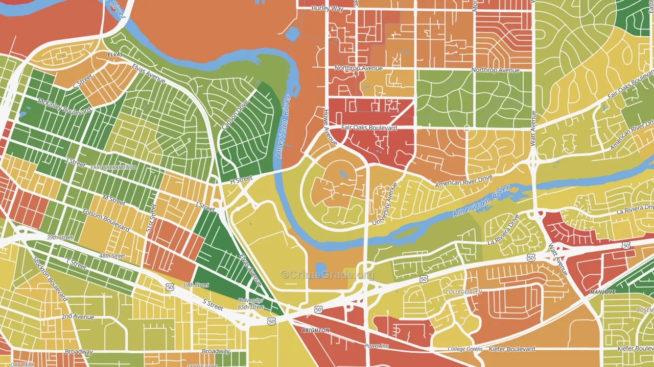 Campus Commons, Sacramento, CA Map of Vandalism Rates