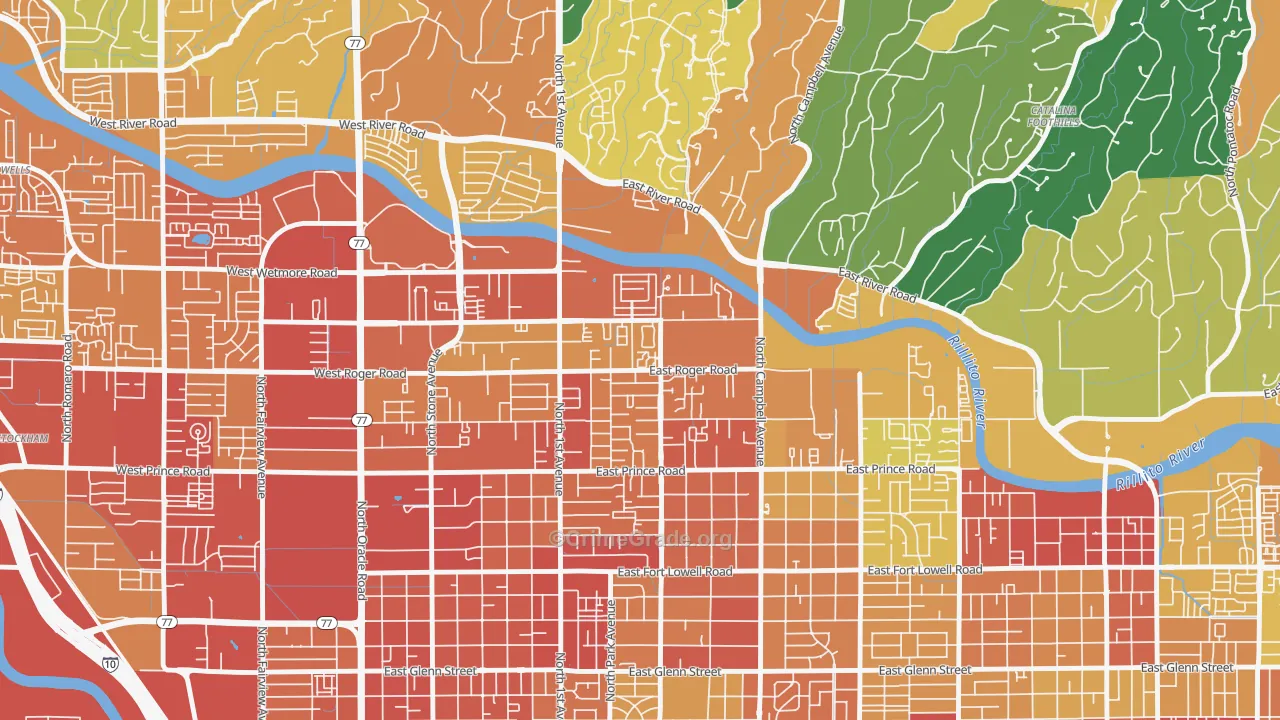 Campus Farm, Tucson, AZ Map of Vandalism Rates
