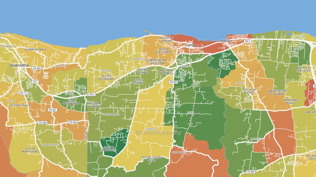 Camuy, PR Map of Vandalism Rates
