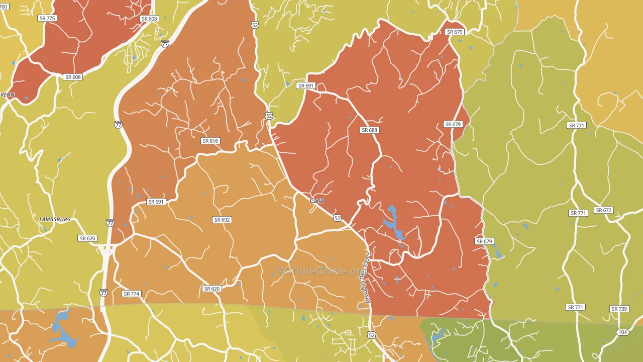 Cana, VA Map of Vandalism Rates