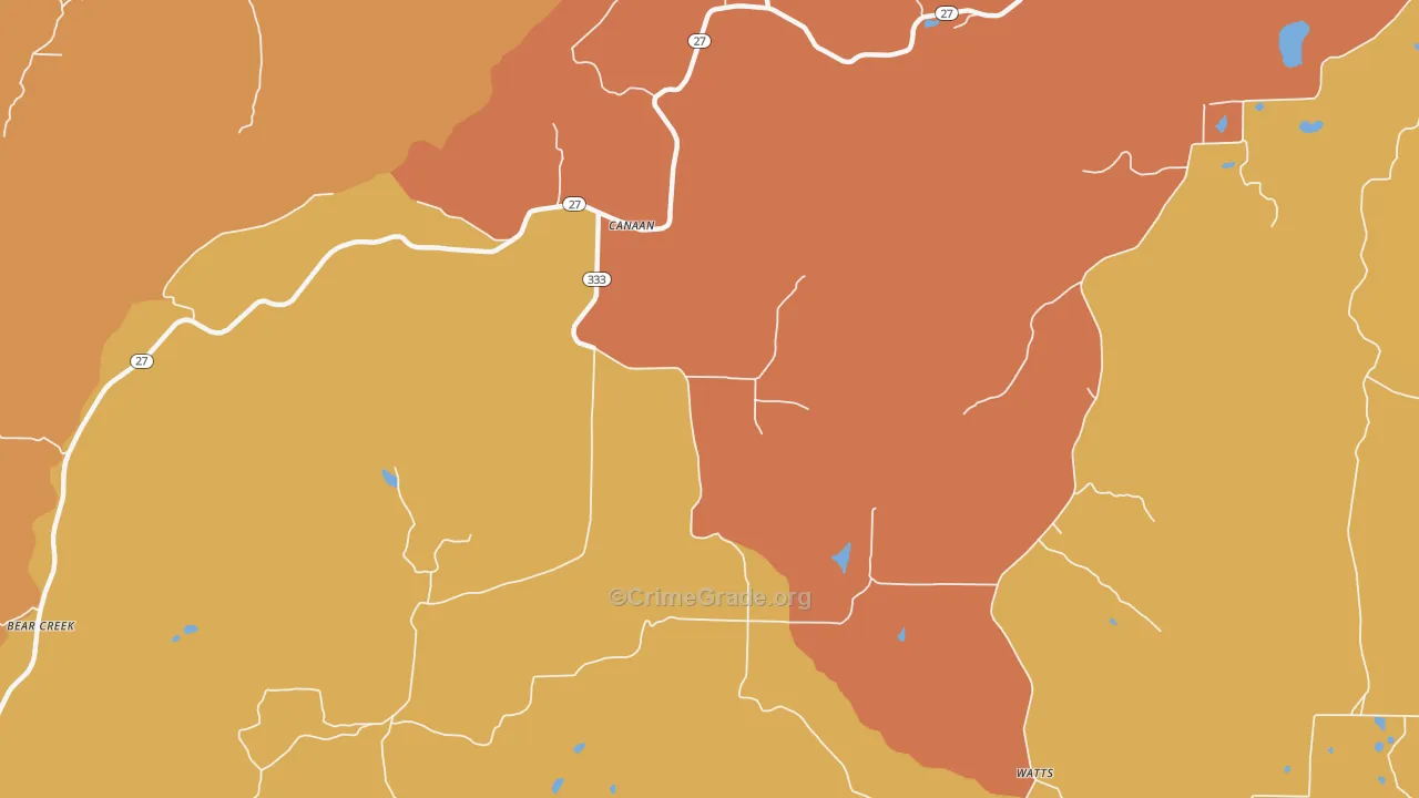 Canaan, AR Map of Vandalism Rates