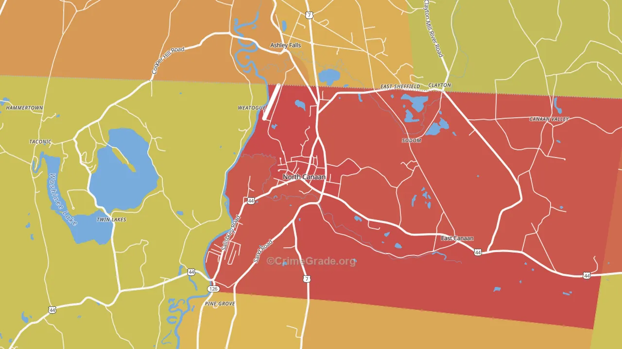 Canaan, CT Map of Vandalism Rates