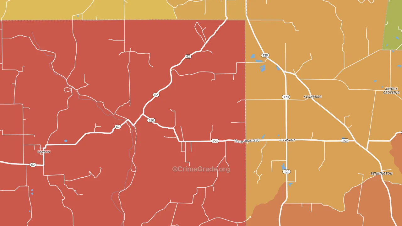 Canaan, IN Map of Vandalism Rates