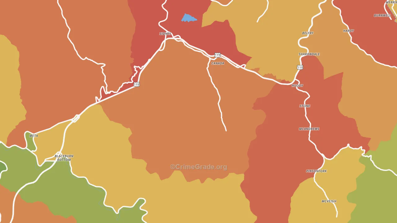 Canada, KY Map of Vandalism Rates