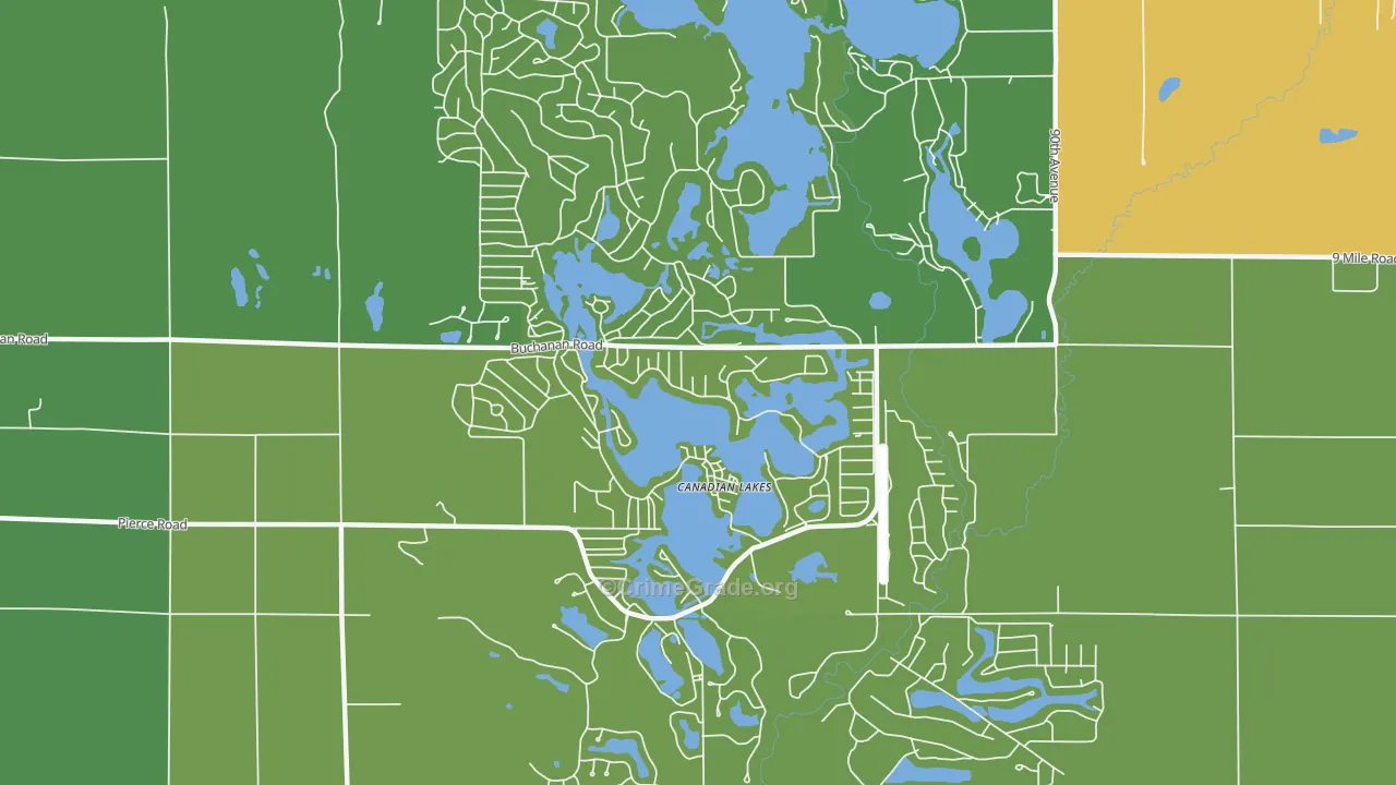 Canadian Lakes, MI Map of Vandalism Rates