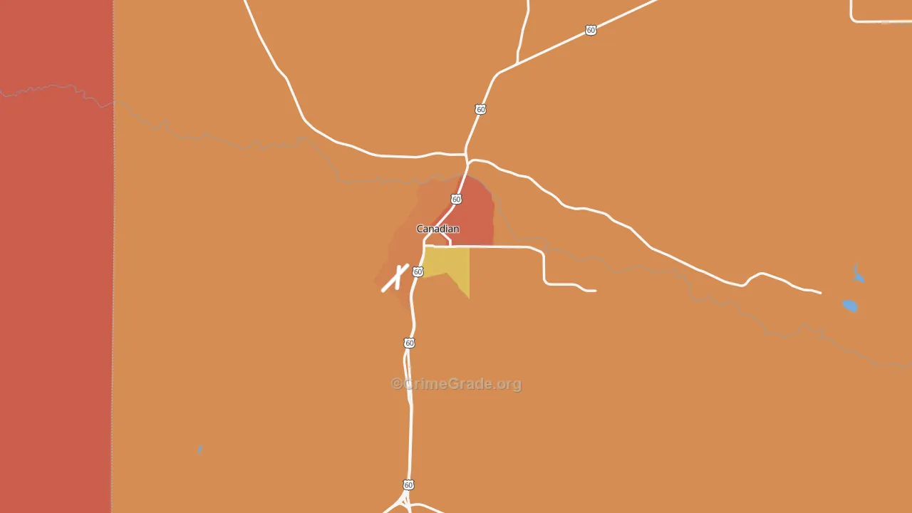 Canadian, TX Map of Vandalism Rates