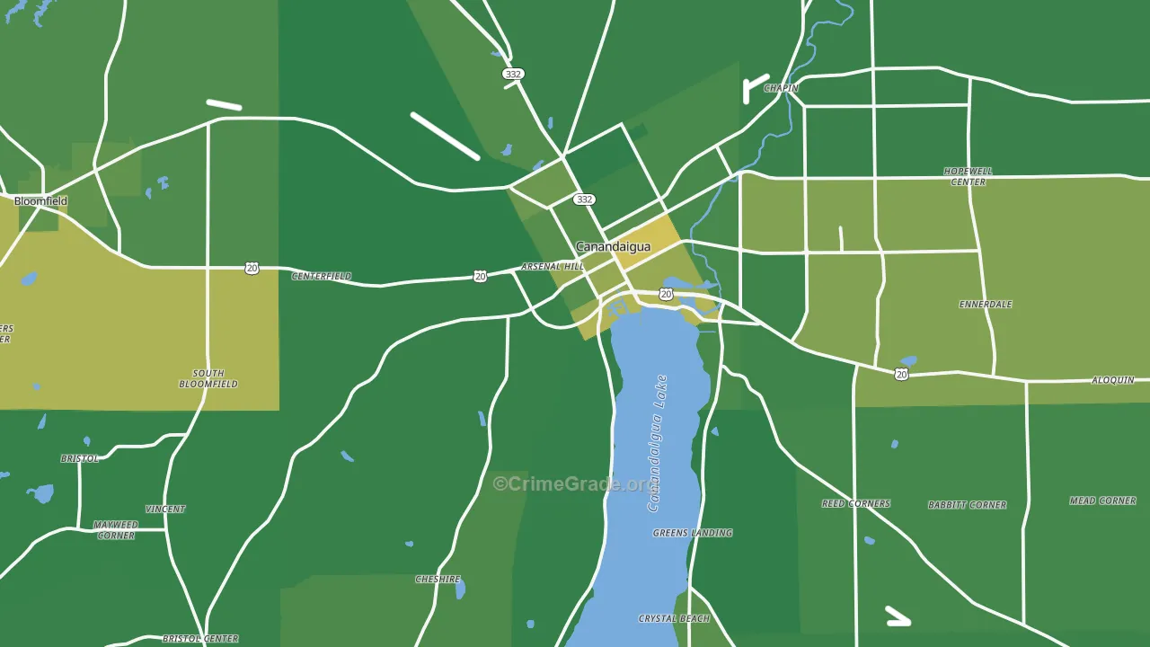 Canandaigua, NY Map of Vandalism Rates