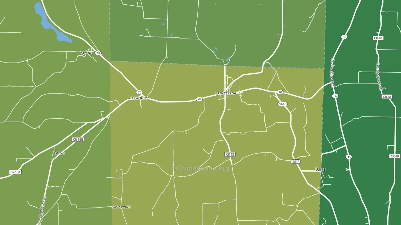 Canaseraga, NY Map of Vandalism Rates