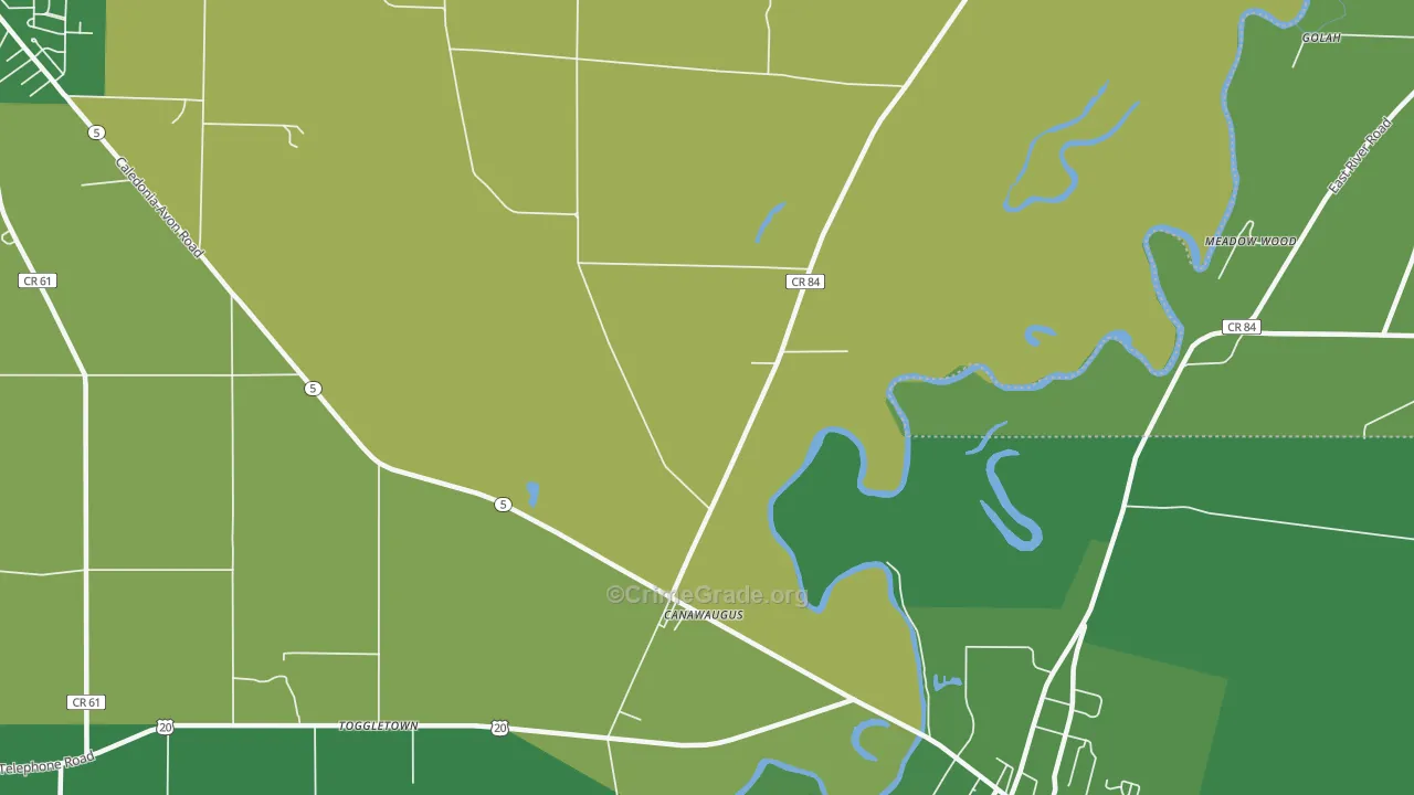 Canawaugus, NY Map of Vandalism Rates