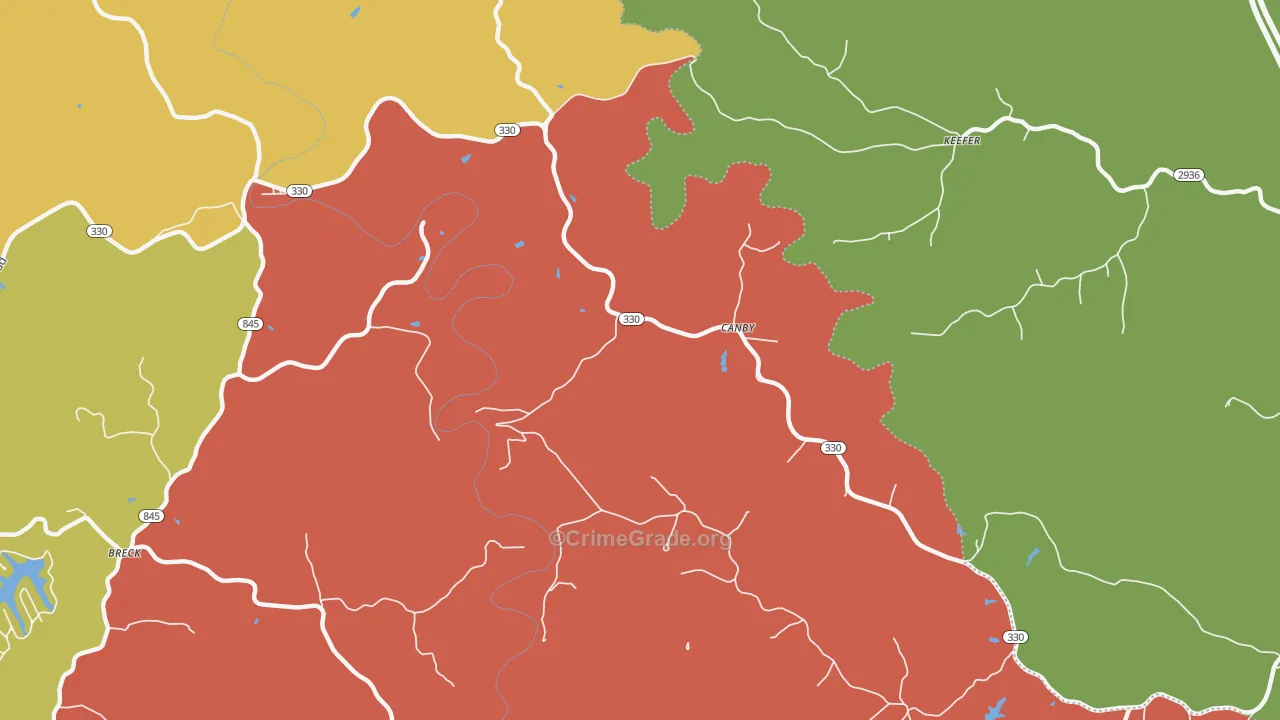 Canby, KY Map of Vandalism Rates