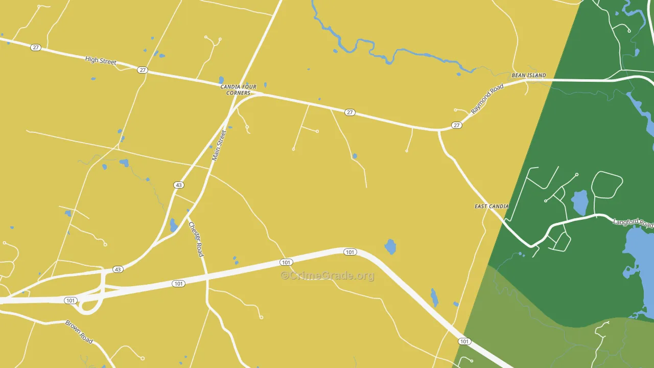 Candia Four Corners, NH Map of Vandalism Rates