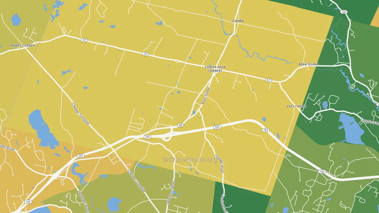 Candia, NH Map of Vandalism Rates