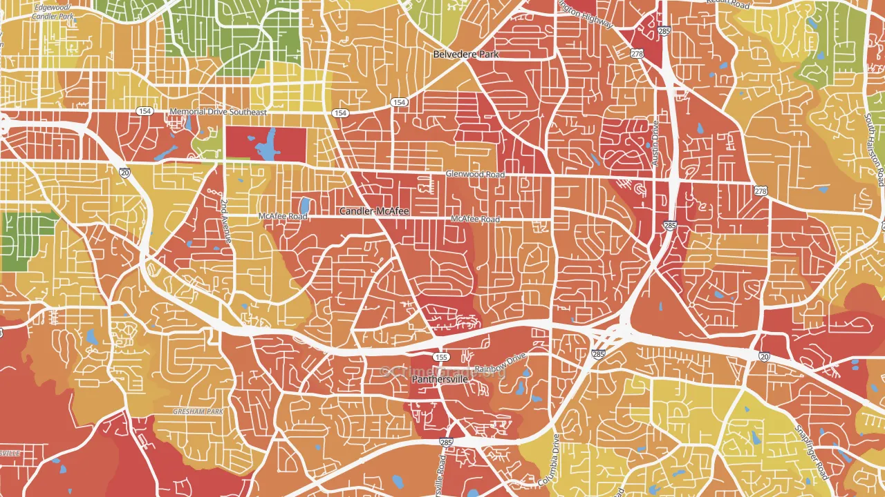 Candler-McAfee, GA Map of Vandalism Rates