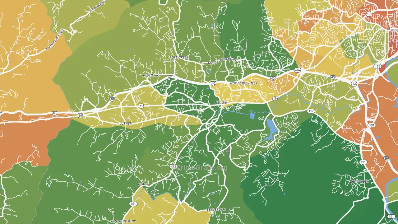 Candler, NC Map of Vandalism Rates