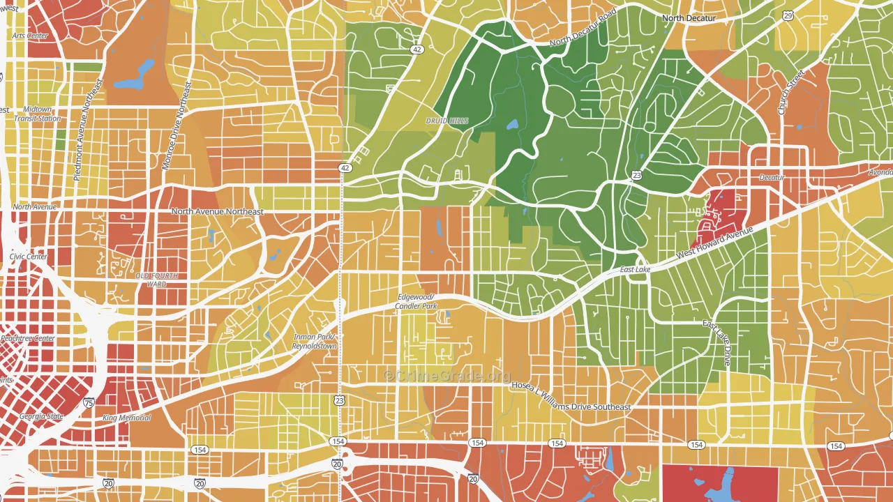 Candler Park, Atlanta, GA Map of Vandalism Rates