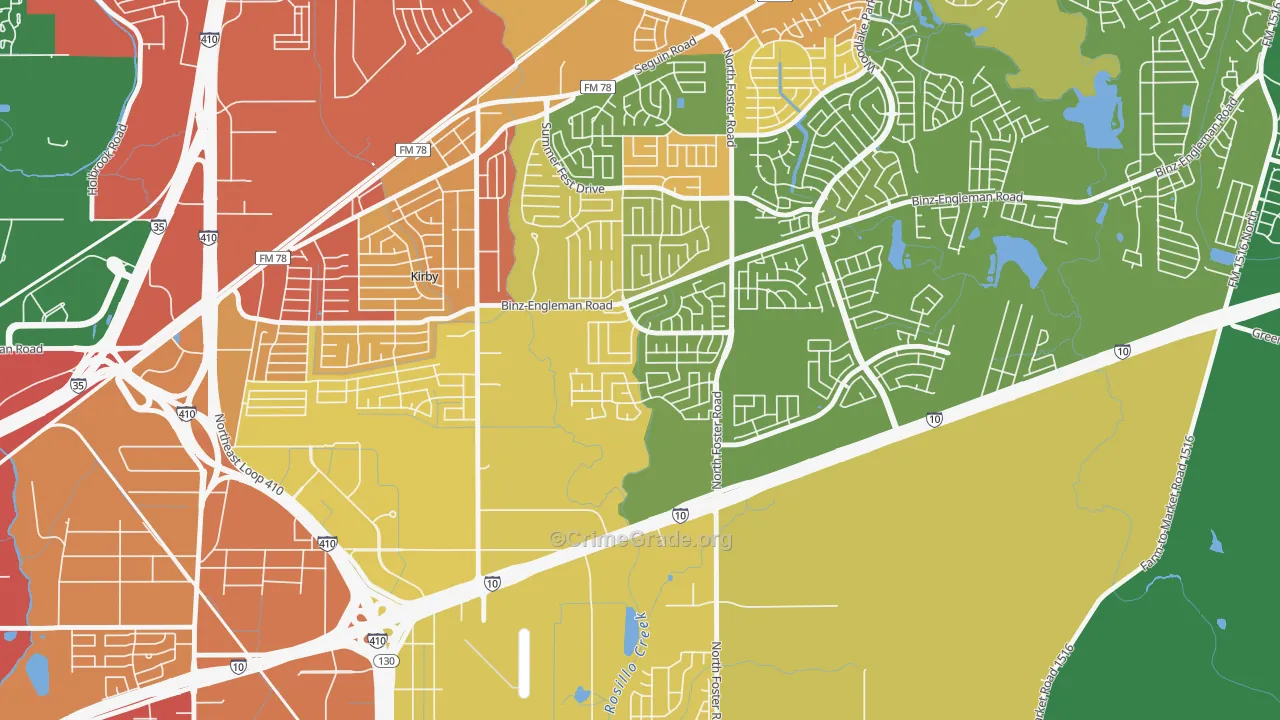 Candlewood Park, San Antonio, TX Map of Vandalism Rates