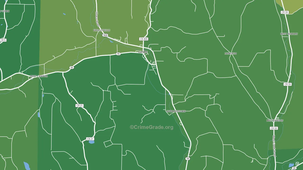 Candor, NY Map of Vandalism Rates