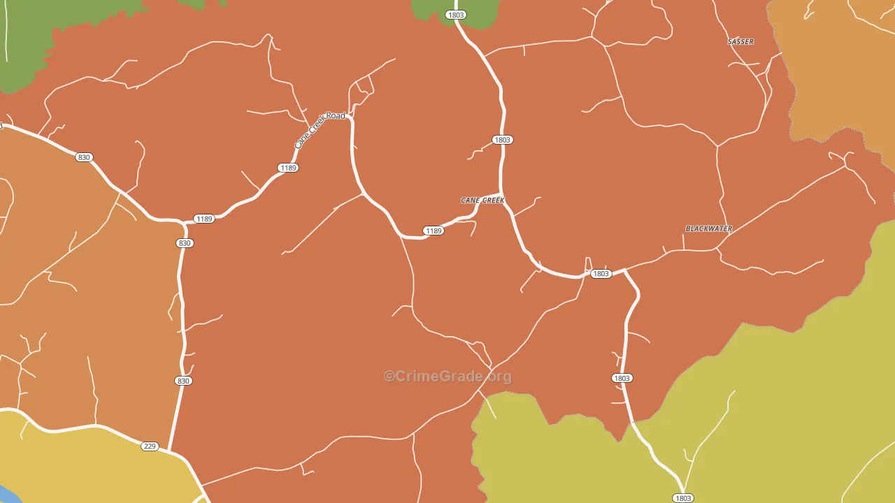 Cane Creek, KY Map of Vandalism Rates
