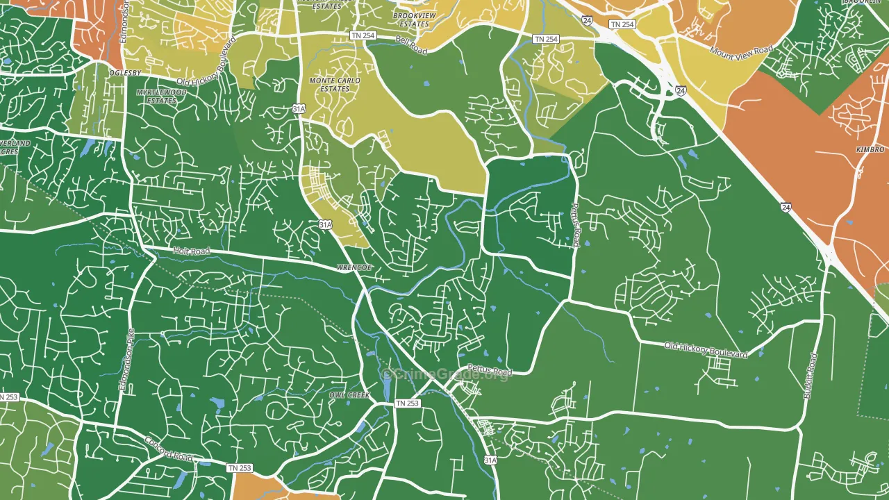 Cane Ridge, Antioch, TN Map of Vandalism Rates