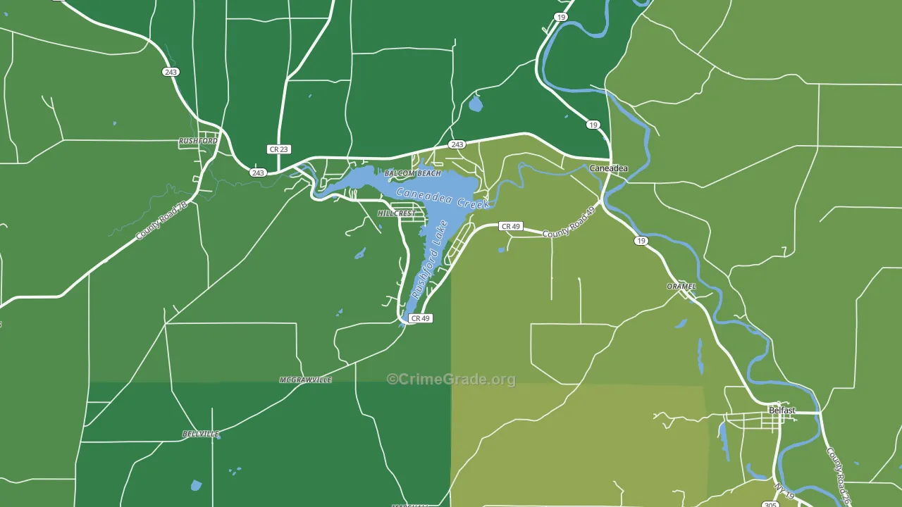 Caneadea, NY Map of Vandalism Rates