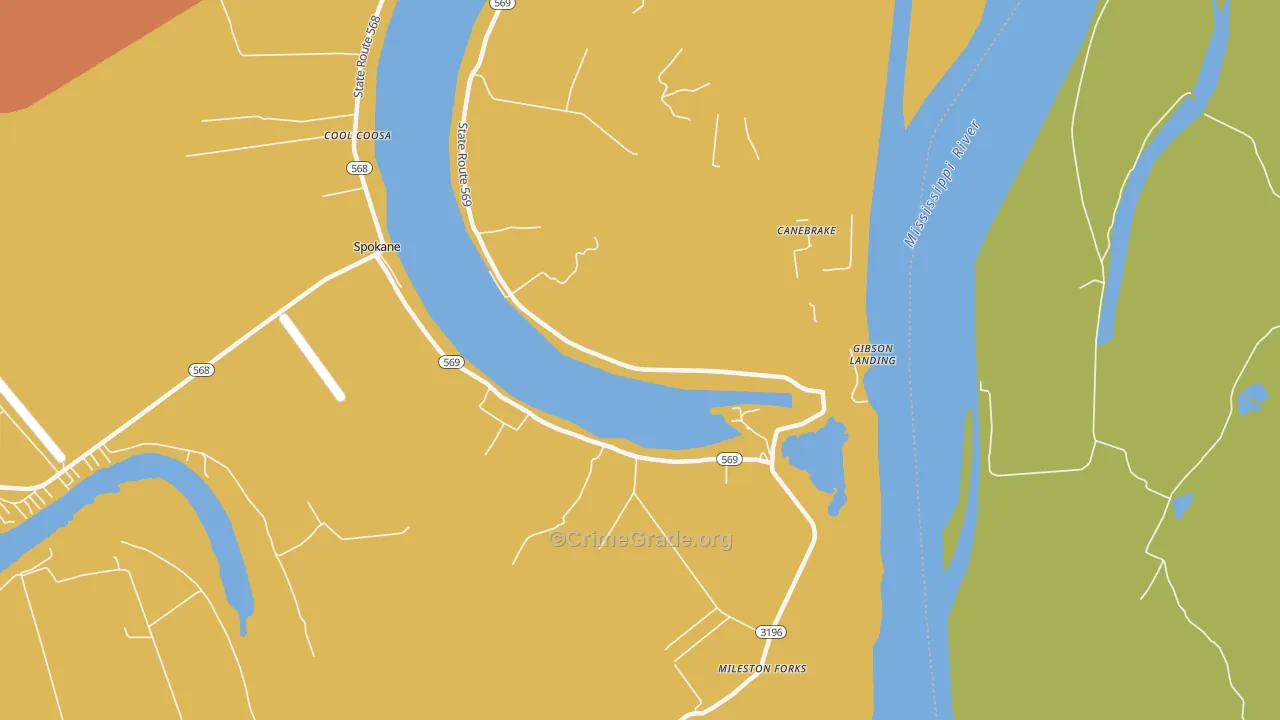 Canebrake, LA Map of Vandalism Rates