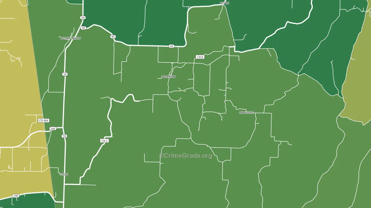 Canehill, AR Map of Vandalism Rates