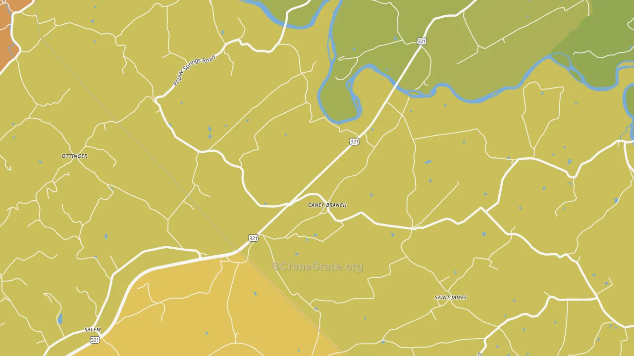 Caney Branch, TN Map of Vandalism Rates