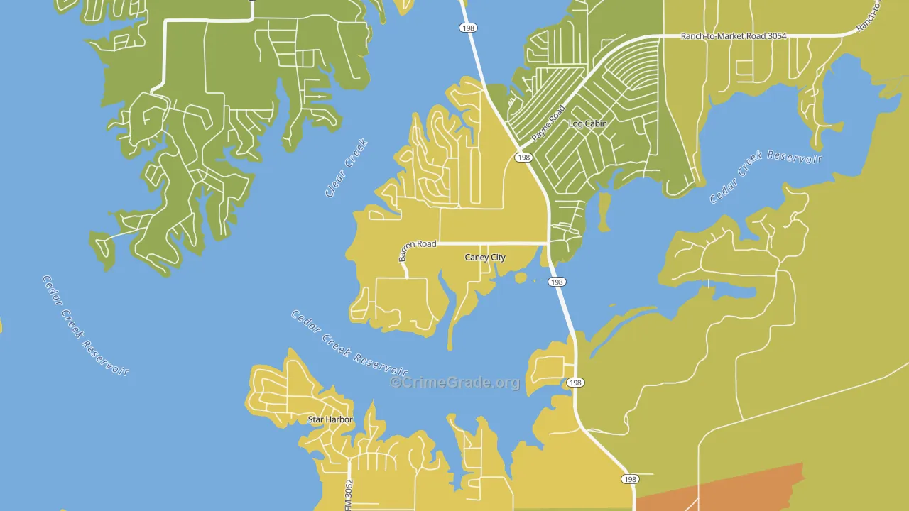 Caney City, TX Map of Vandalism Rates