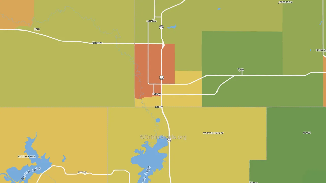 Caney, KS Map of Vandalism Rates