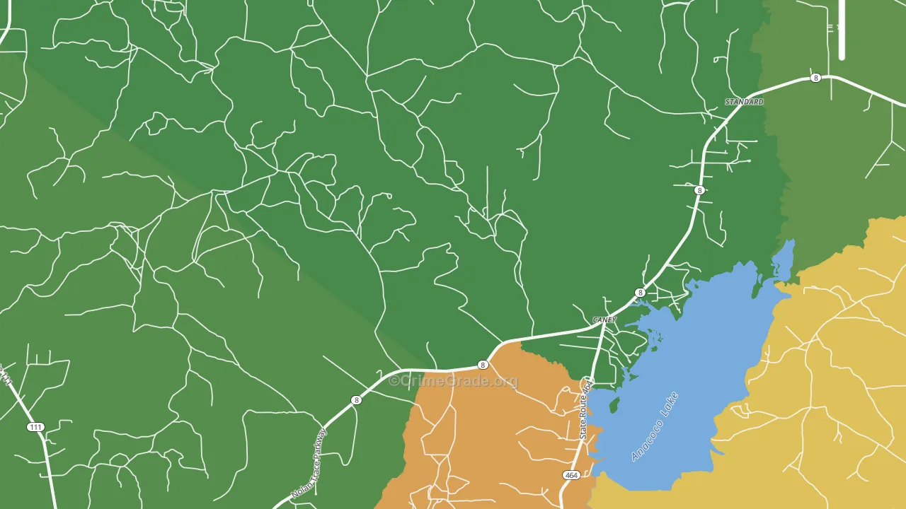 Caney, LA Map of Vandalism Rates