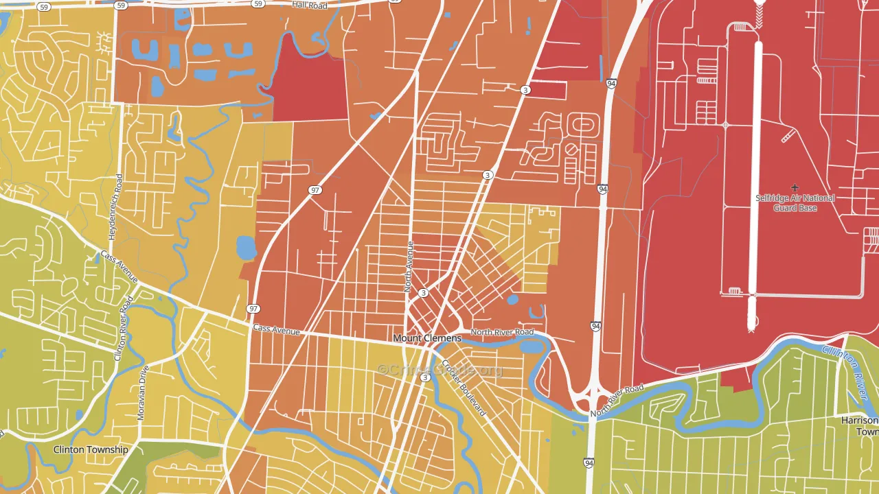 Canfield Manor, Mount Clemens, MI Map of Vandalism Rates