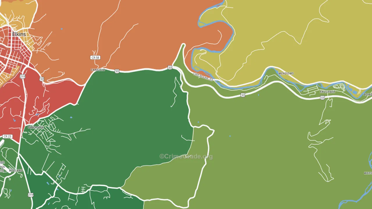Canfield, WV Map of Vandalism Rates