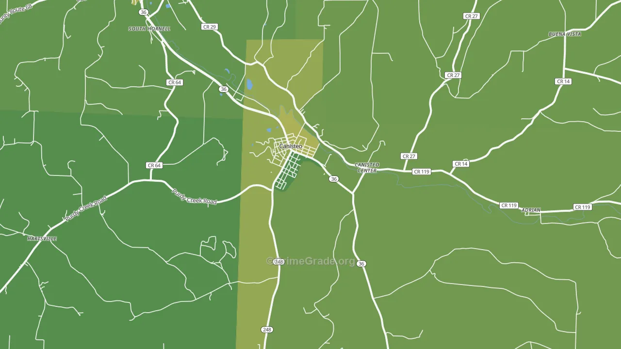 Canisteo, NY Map of Vandalism Rates
