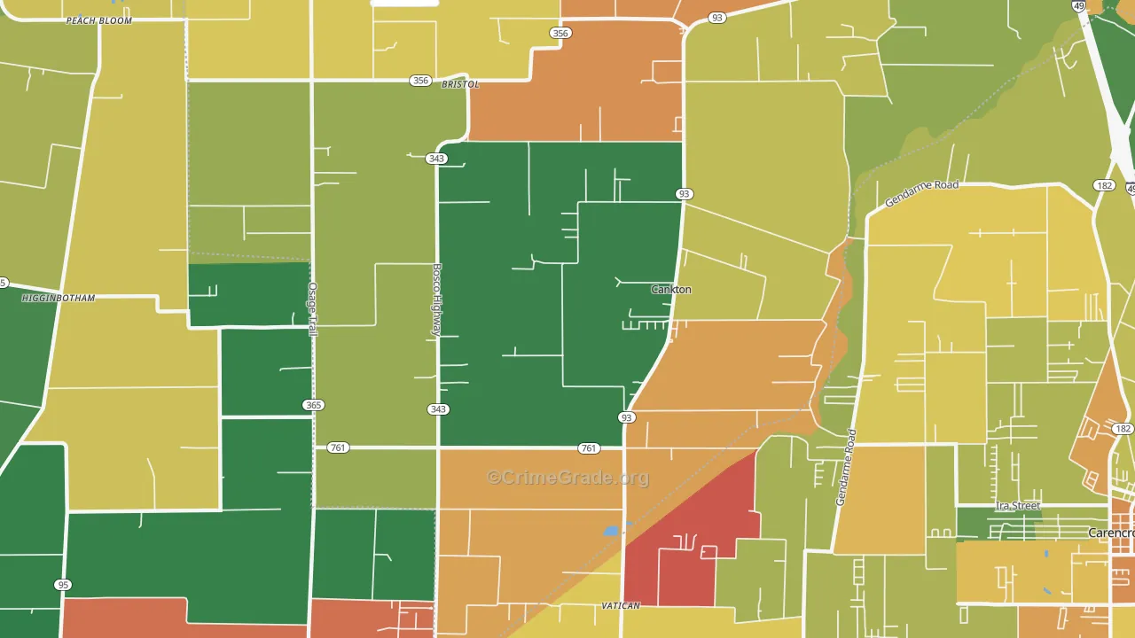 Cankton, LA Map of Vandalism Rates