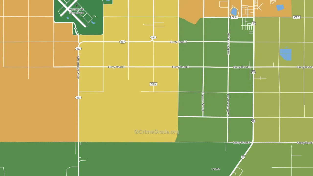 Cannon Air Force Base, NM Map of Vandalism Rates