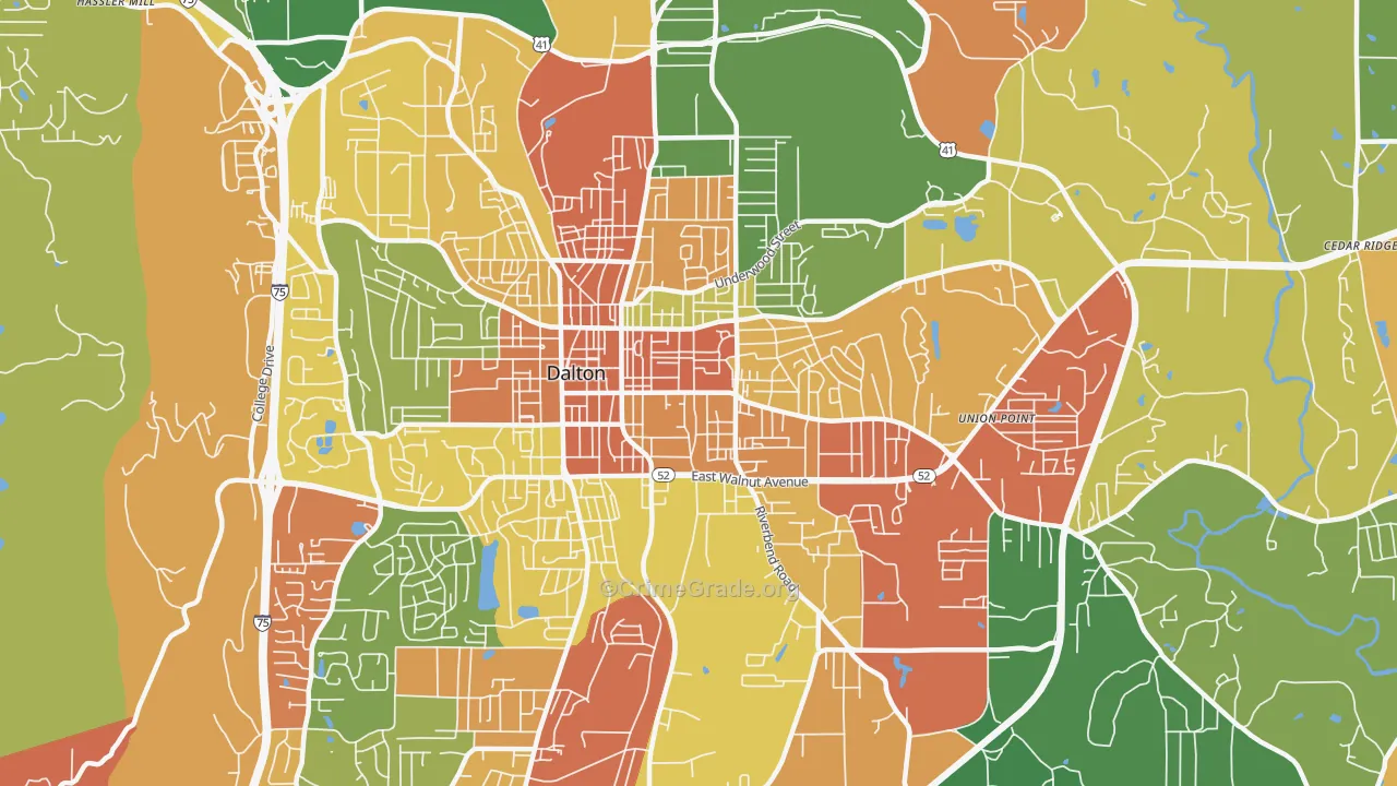 Cannon Heights, Dalton, GA Map of Vandalism Rates