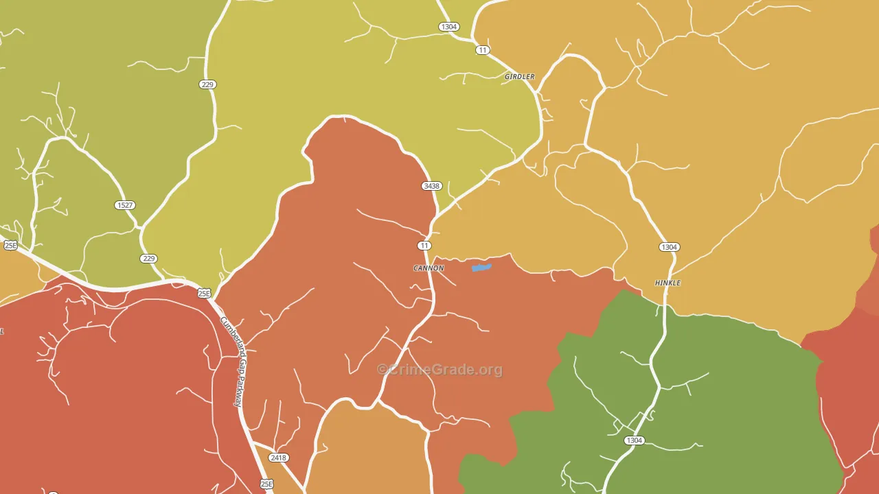Cannon, KY Map of Vandalism Rates