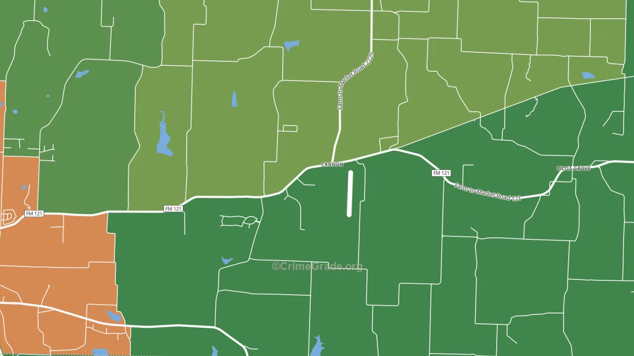 Cannon, TX Map of Vandalism Rates