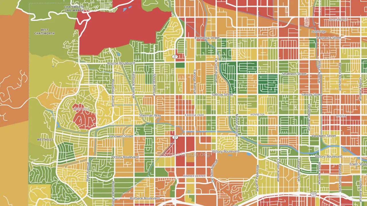 Canoga Park, CA Map of Vandalism Rates
