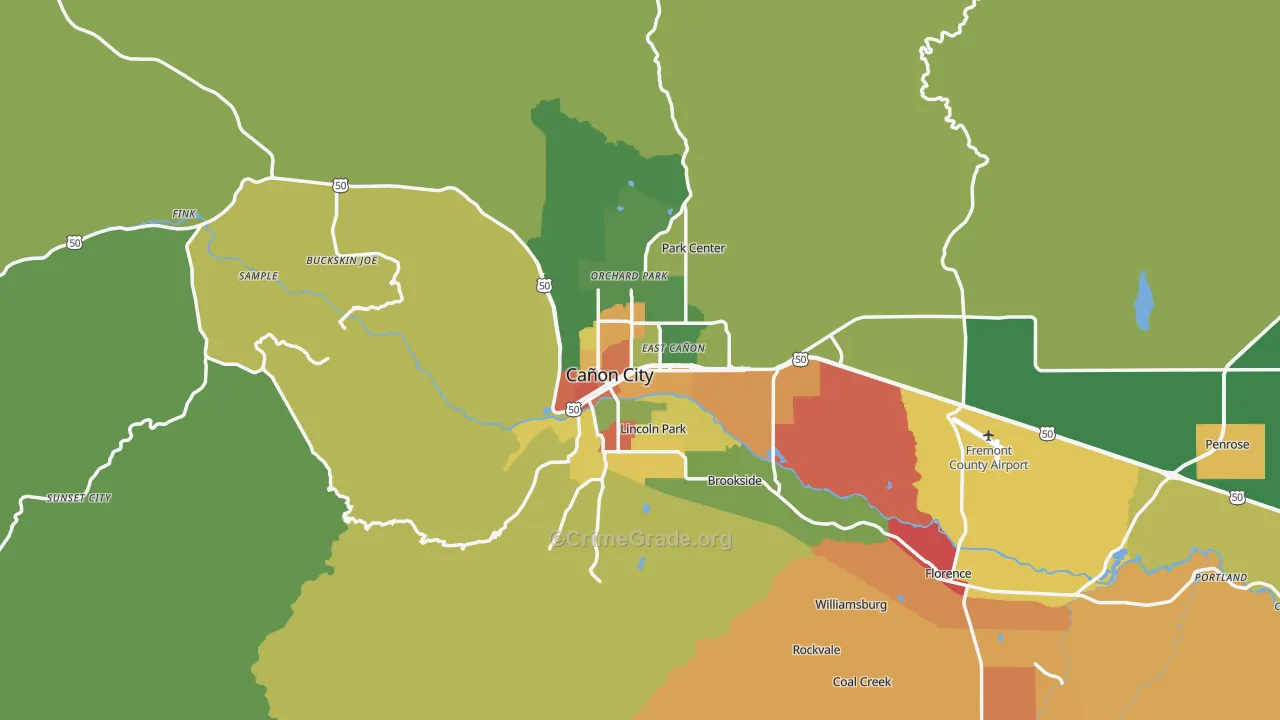 Canon City, CO Map of Vandalism Rates