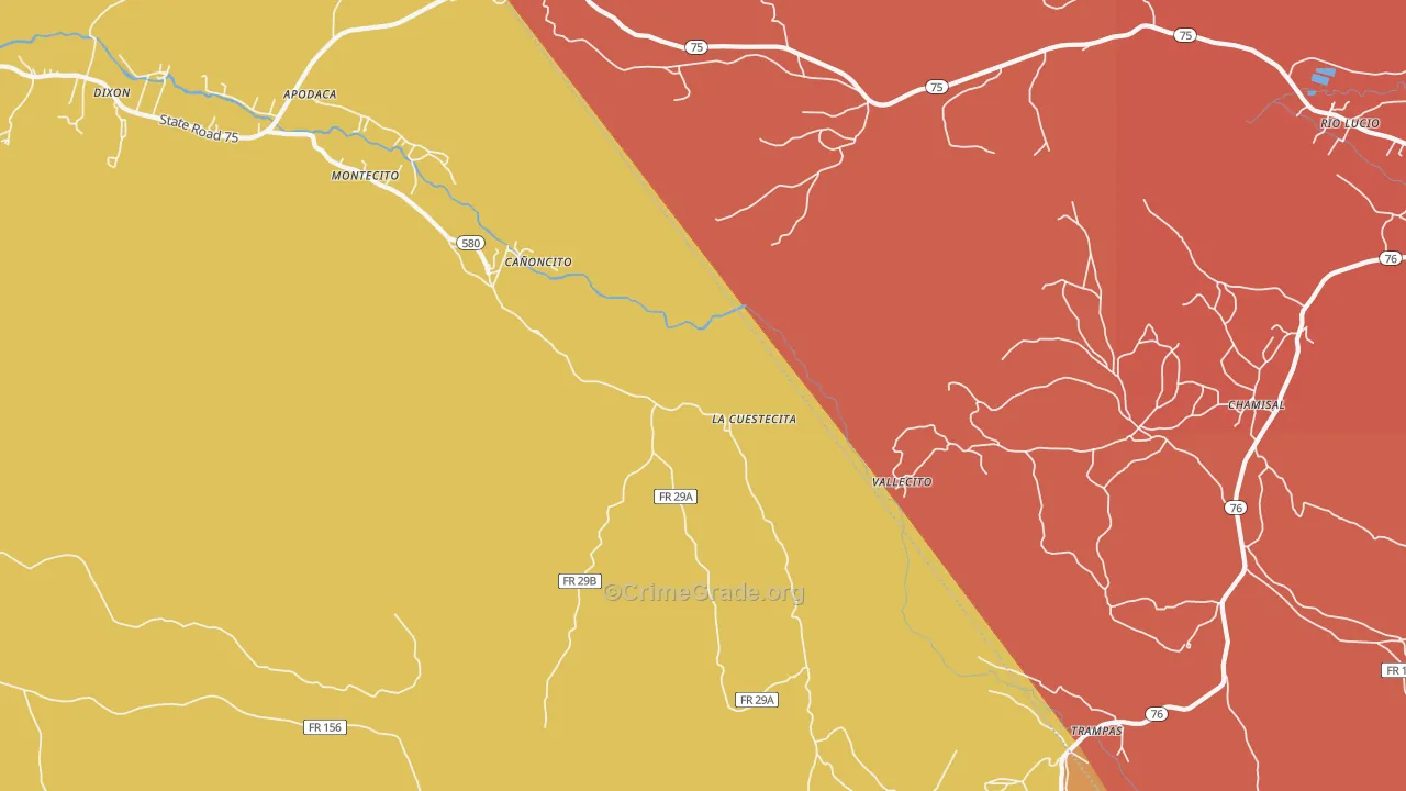 Canoncito, NM Map of Vandalism Rates