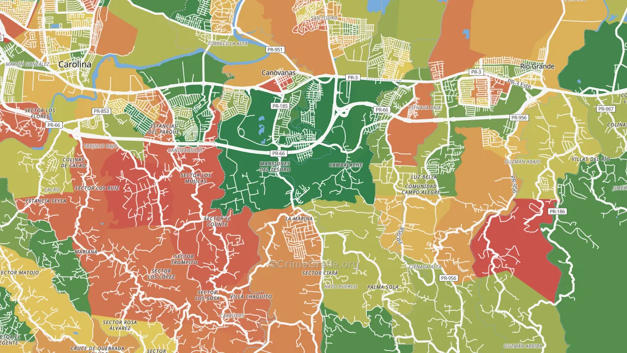 Canovanas, PR Map of Vandalism Rates
