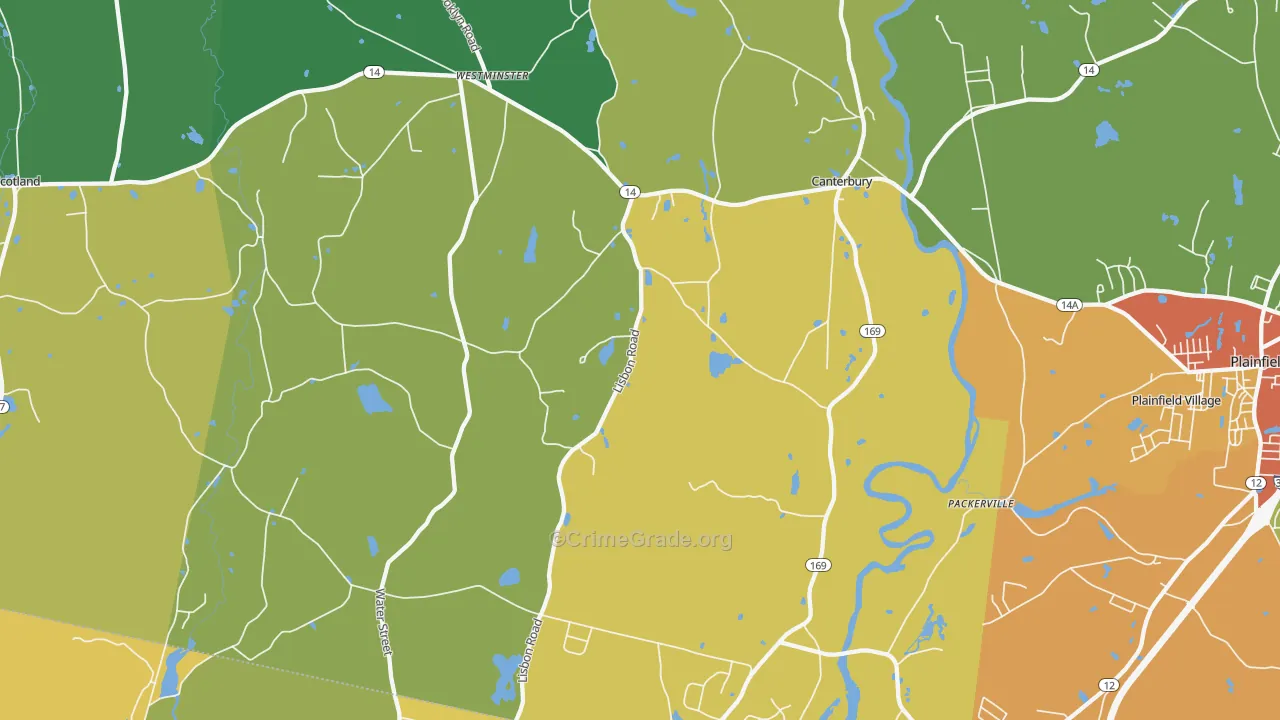 Canterbury, CT Map of Vandalism Rates