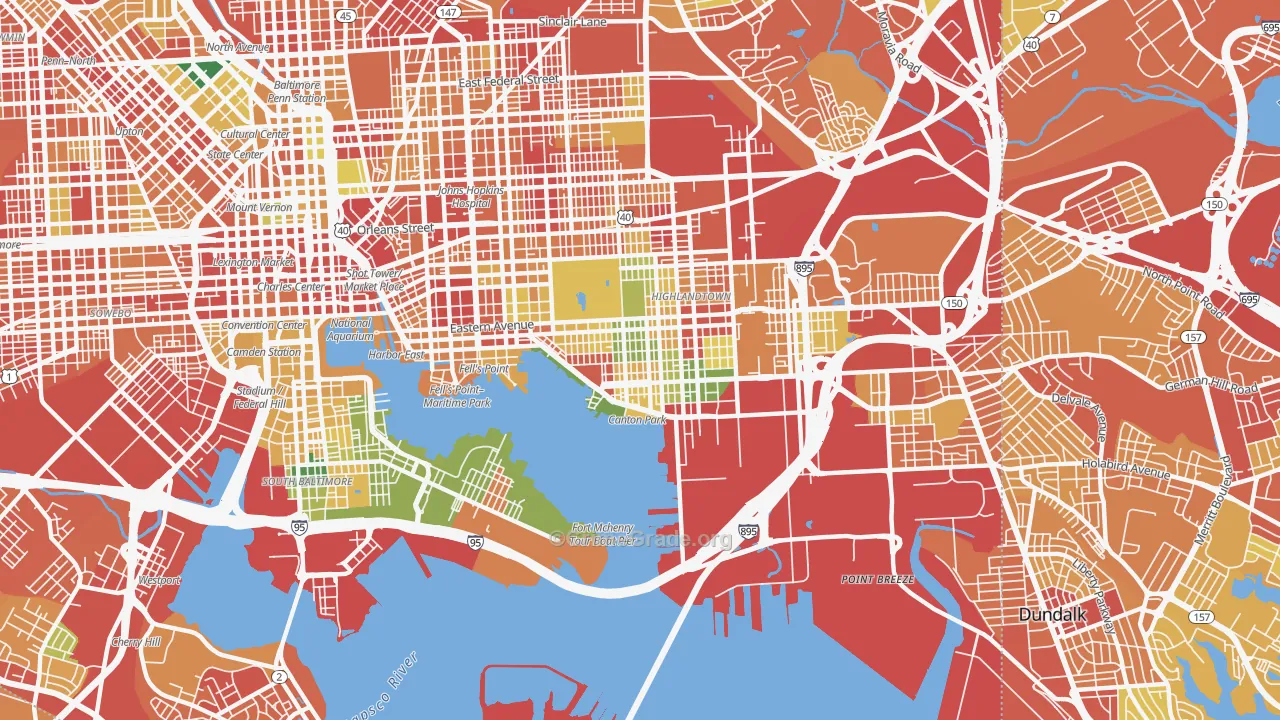 Canton, Baltimore, MD Map of Vandalism Rates
