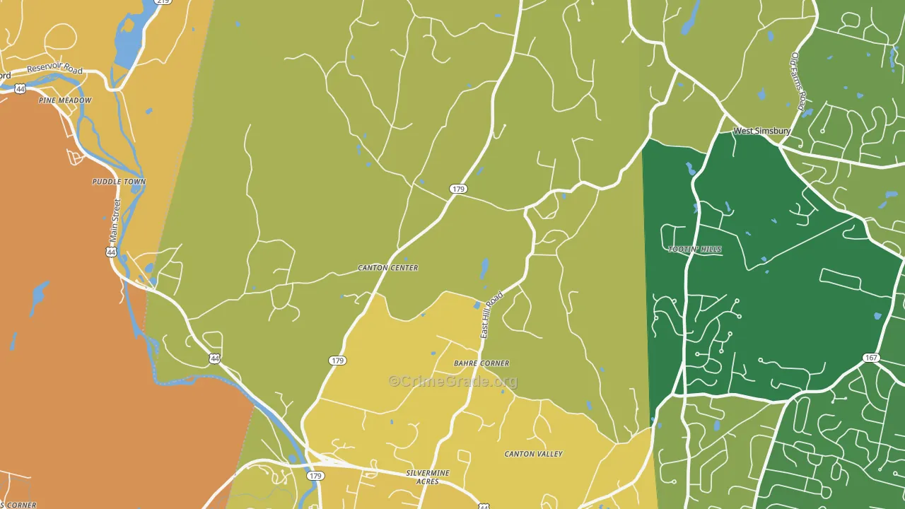 Canton Center, CT Map of Vandalism Rates