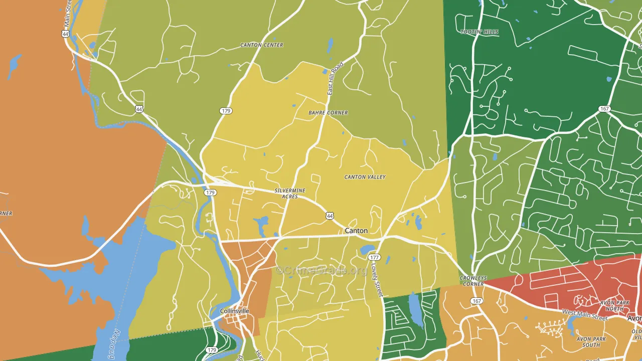 Canton, CT Map of Vandalism Rates