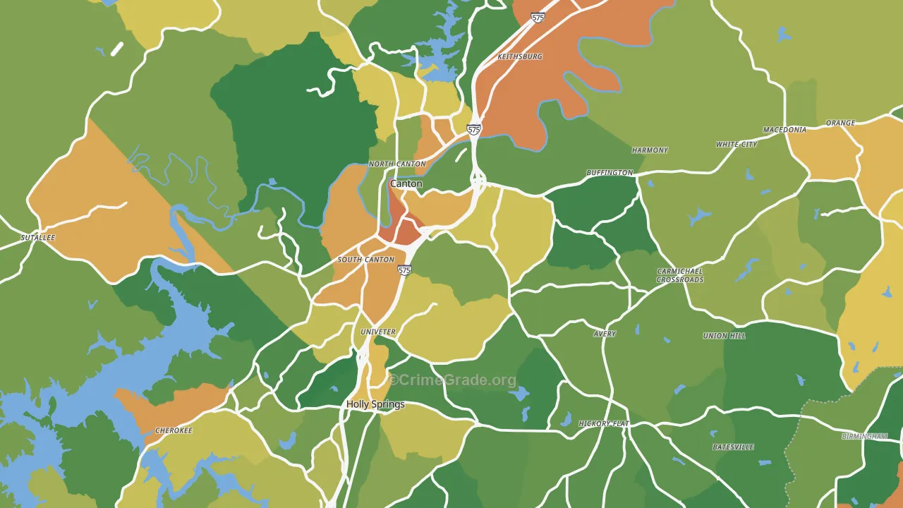 Canton, GA Map of Vandalism Rates